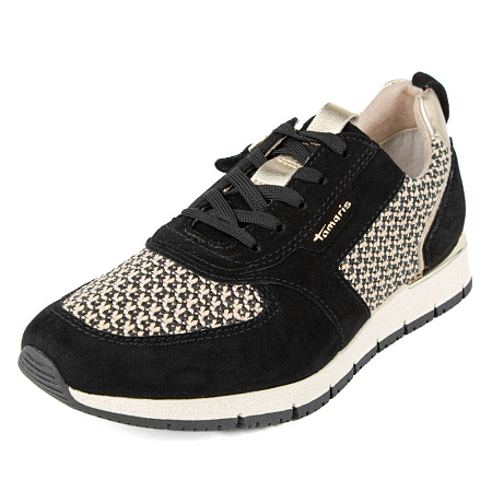 Кроссовки Tamaris нат.кожа черно-золотой 1-23787-42-098